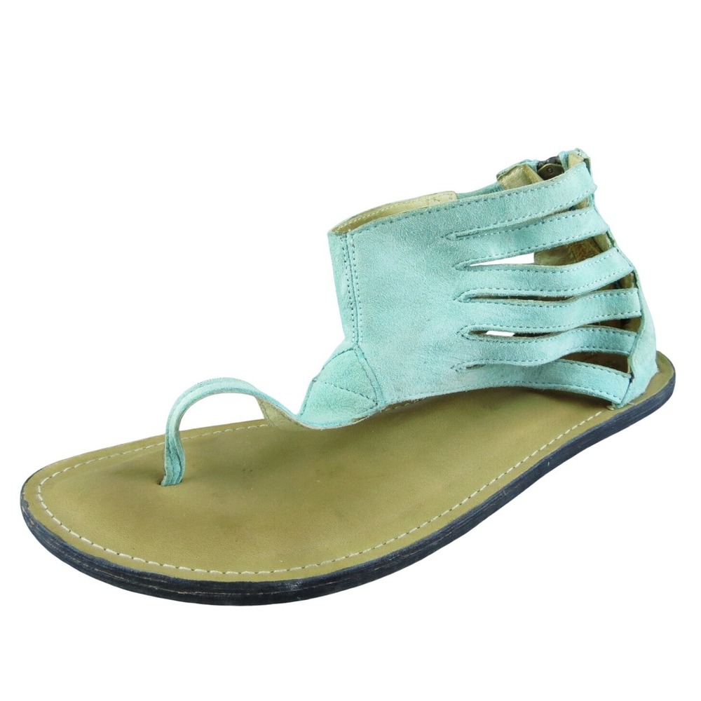 J. Shoes Gladiator Women Thong‎ Sandal Blue Leather Size 7 Medium
